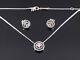 New! Authentic PANDORA Double Halo Silver Necklace Earrings Gift Set s925 ALE
