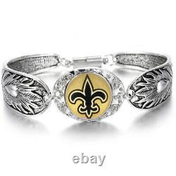 New Orleans Saints Women's Silver Bracelet Football Jewelry Gift w GiftPkg D3