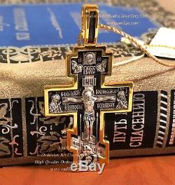 New Russian Jewelry Silver 925 Gold. 999 Crucifix Orthodox Spiritual Gift Blessed