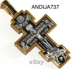 New Russian Jewelry Silver 925 Gold. 999 Crucifix Orthodox Spiritual Gift Blessed