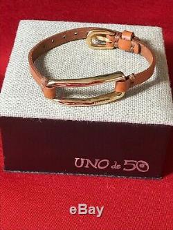 New UNO de 50 Tie Me Gold & Silver Leather Bracelet Gift Set NWT UNOde50