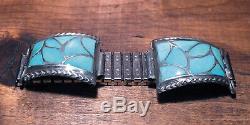 New ZUNI Inlay TURQUOISE & SILVER Watch Band with Flex Band Nice Gift Signed LF