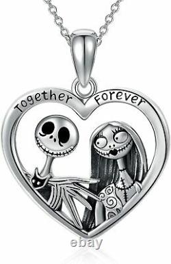 Nightmare Before Christmas Necklace Gifts Jewelry Sterling Silver Heart Pendant