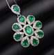 Noble Romantic Natural Emerald Pendant S925 Silver + Chain Wedding Birthday Gift