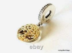 Nwt Authentic Pandora Charm 2-tone Family Roots Locket Dangle 791988cz Hinged Bx