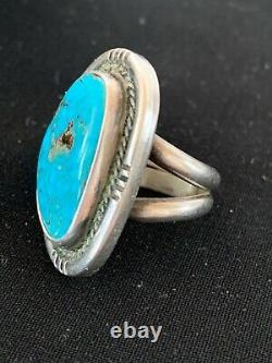 Old Pawn Navajo Sterling Silver Kingman Turquoise Ring Sz 4.5 Gift 4020