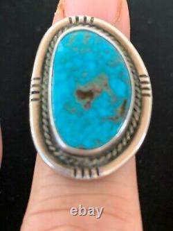 Old Pawn Navajo Sterling Silver Kingman Turquoise Ring Sz 4.5 Gift 4020