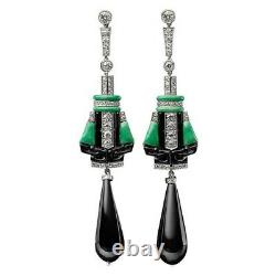 Onyx jade earrings women real 925 sterling silver jewelry handmade fine gift new