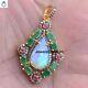 Opal Gemstone Pendant Emerald & Ruby 925 Silver Jewelry Gift For Christmas