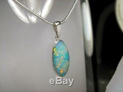 Opal Pendant Genuine Natural Australian Silver Jewelry 5.8ct Necklace Gift B43