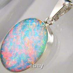 Opal Pendant Genuine Natural Australian Silver Jewelry 9.15ct Necklace Gift C96