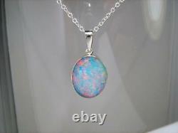 Opal Pendant Genuine Natural Australian Silver Jewelry 9.15ct Necklace Gift C96