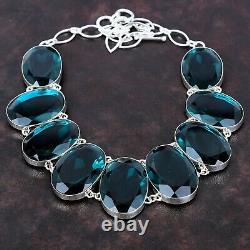 Oval Indicolite Gemstone 925 Silver Birthday Chain Wedding Gift Necklace Jewelry