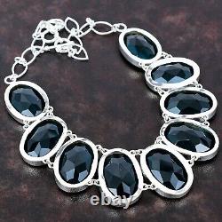 Oval Indicolite Gemstone 925 Silver Birthday Chain Wedding Gift Necklace Jewelry