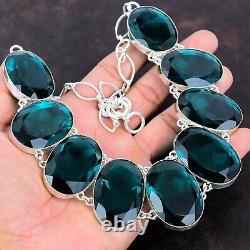 Oval Indicolite Gemstone 925 Silver Birthday Chain Wedding Gift Necklace Jewelry