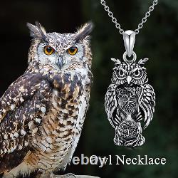 Owl Necklace 925 Sterling Silver Owls Pendant Necklaces Animal Jewelry Gifts for