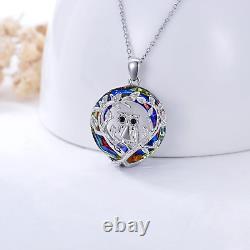 Owl Necklace Sterling Silver Owl Tree of Life Necklace with Crystal Jewelry Gift