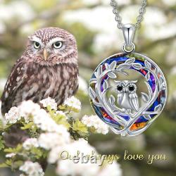 Owl Necklace Sterling Silver Owl Tree of Life Necklace with Crystal Jewelry Gift