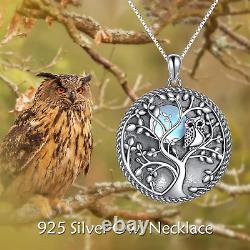 Owl Necklace for Women Moonstone Wisdom Pendant 925 Sterling Silver Jewelry Gift