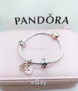 PANDORA Valentine's Day Gift Set Bag Fun In Love Bracelet + Multi Charms