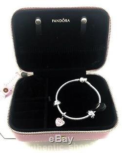 PANDORA Valentine's Day Gift Set Bag Fun In Love Bracelet + Multi Charms