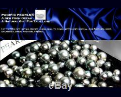 Pacific Pearls Genuine 11mm Black Tahitian Pearl Silver Ring Anniversary Gifts