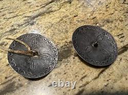 Pair Antique Large Navajo Silver Buttons, 2, From Estate, Nice Gift