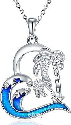 Palm Tree Necklace for Women 925 Sterling Silver Ocean Jewelry Gifts for Women