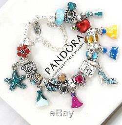 Pandora Bracelet Disney 925 Silver Princess Dress Crown European Charms New Gift