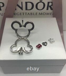 Pandora Disney 30 Floating Locket Mickey & 3 Petites ALES925 FREE GIFT BOX