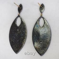 Pave Diamond Dangle Drop Earring 925 Sterling Silver Women Handmade Jewelry Gift
