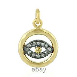 Pave Diamond Evil Eye Charm Pendant 925 Sterling Silver 14kt Gold Gift Jewelry
