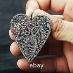 Pave Diamond Heart Love Pendant 925 Sterling Silver birthday Jewelry Gift