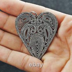 Pave Diamond Heart Love Pendant 925 Sterling Silver birthday Jewelry Gift