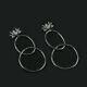 Pave Diamond Lotus Design Earring 925 Sterling Silver Vintage Jewelry Gift