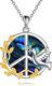 Peace Sign Necklace Sterling Silver Dove Birds Faith Hope Love Pendant Gifts 18