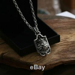 Pendant Exaggerated Lion head 100% Real 925 sterling silver gift necklace Sword