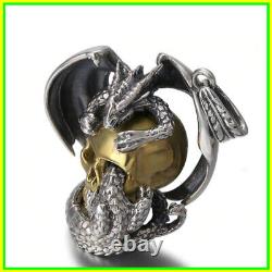 Pendant Men Women Dragon 100% 925 Sterling silver Punk Rock Skull Pterosaur Gift