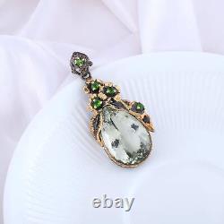 Pendant Silver 925 Green Amethyst Sterling Natural Gemstone Jewelry Gift