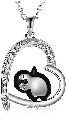 Penguin Necklace Gifts 925 Sterling Silver Animal Pendant Jewelry Gift for Women
