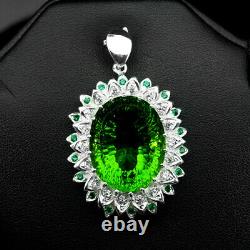 Peridot Green Concave Oval 33.10 Ct. 925 Sterling Silver Pendant Jewelry Gift