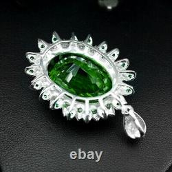Peridot Green Concave Oval 33.10 Ct. 925 Sterling Silver Pendant Jewelry Gift