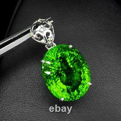 Peridot Green Concave Oval 34 Ct. 925 Sterling Silver Pendant Jewelry Gift