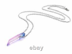 Pink & Blue Angel Quartz Crystal Stone Necklace- Boho Aura Silver Pastel- Gift