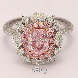 Pink Cushion Halo Marquise Cocktail Party Women Ring 925 Sterling Silver Cz Gift