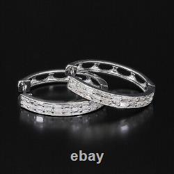 Platinum Over 925 Sterling Silver Diamond Hoop Hoops Earrings Jewelry Gifts Ct 1