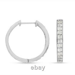 Platinum Over 925 Sterling Silver Diamond Hoop Hoops Earrings Jewelry Gifts Ct 1