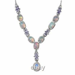 Platinum Over 925 Sterling Silver Opal Necklace Gift Jewelry Size 18 Ct 1.7