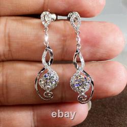 Pretty 925 Silver Earring Women Moissanite Diamond Wedding Jewelry Gift A Pair