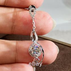 Pretty 925 Silver Earring Women Moissanite Diamond Wedding Jewelry Gift A Pair